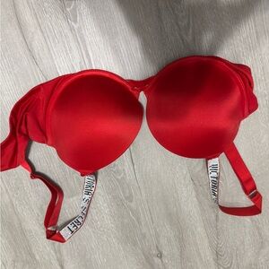 Red Padded Bra with Logo Straps